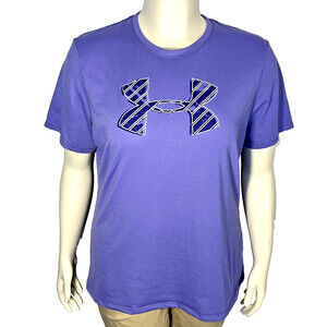 Under Armour Workout Tee Shirt Womens XL Purple Crew Neck Loose Fit Chest Logo